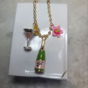 Betsey Johnson champagne charm necklace